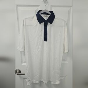 Collars and Co White Blue Collar Dress Collar Polo New Performance LARGE L NWOT